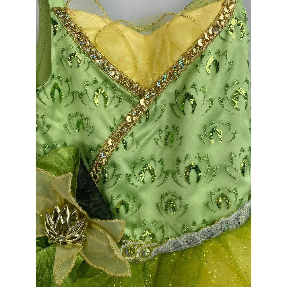 Disney Castle Collection Sz 4 Princess Frog Tiana Costume Dress Up Green‎ Yellow